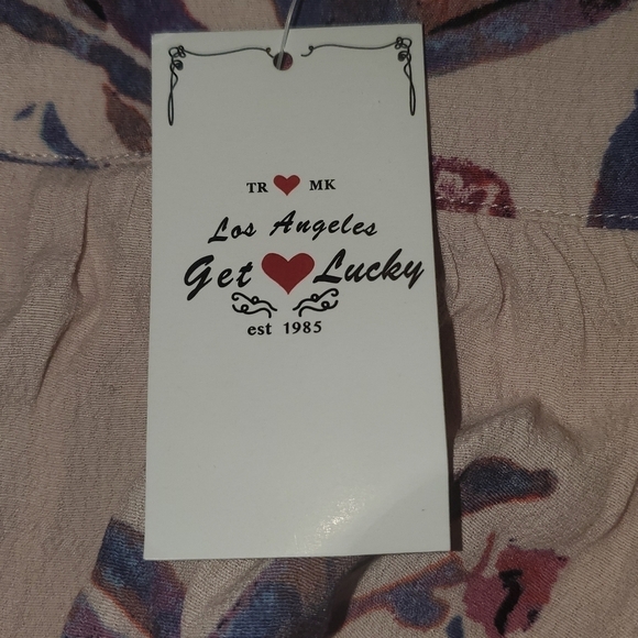 GET LUCKY Romper shorts creamy pink with blue NEW medium - Picture 10 of 13